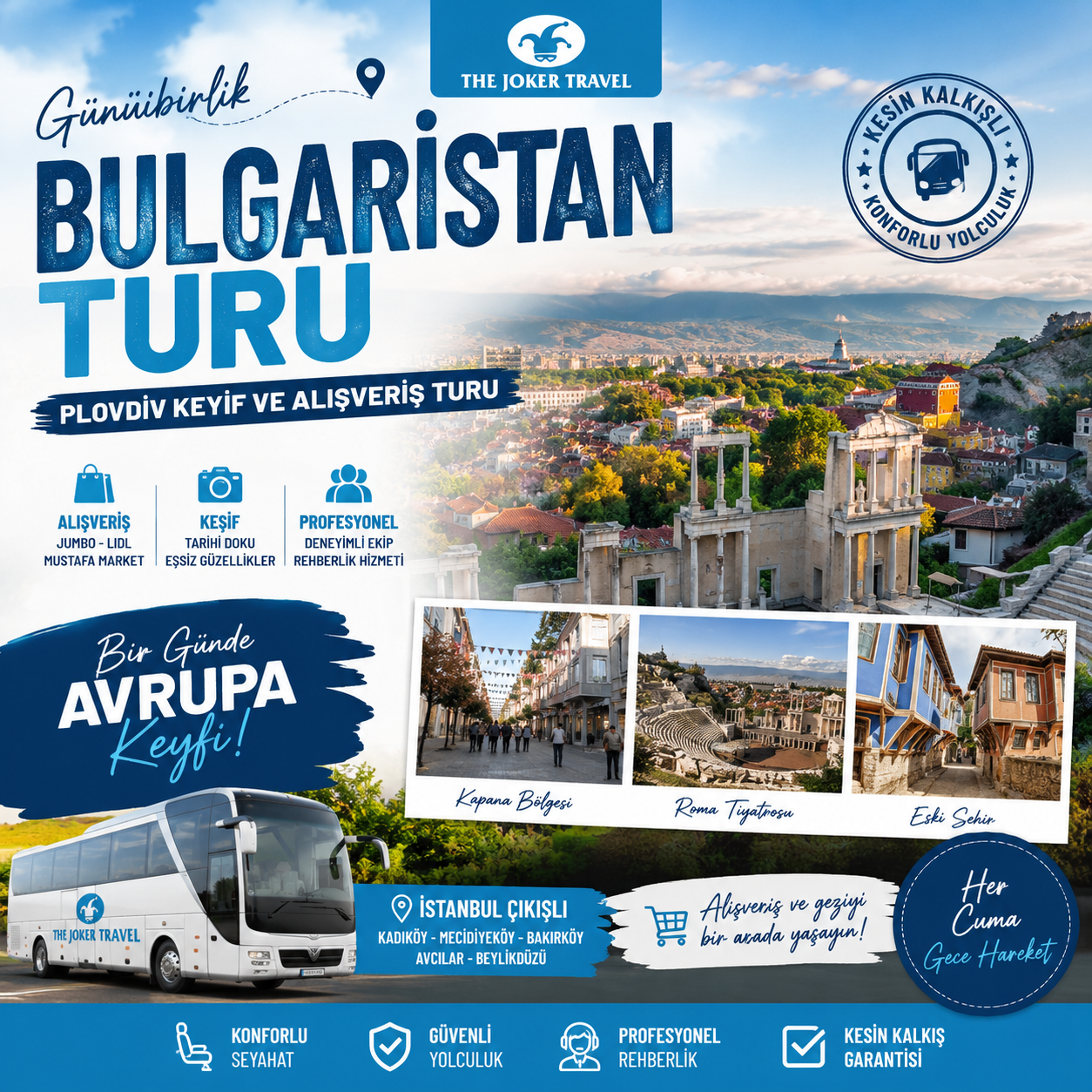 Günübirlik Bulgaristan Turu 2026 | İstanbul Çıkışlı Plovdiv Keyif ve Alışveriş Rehberi
