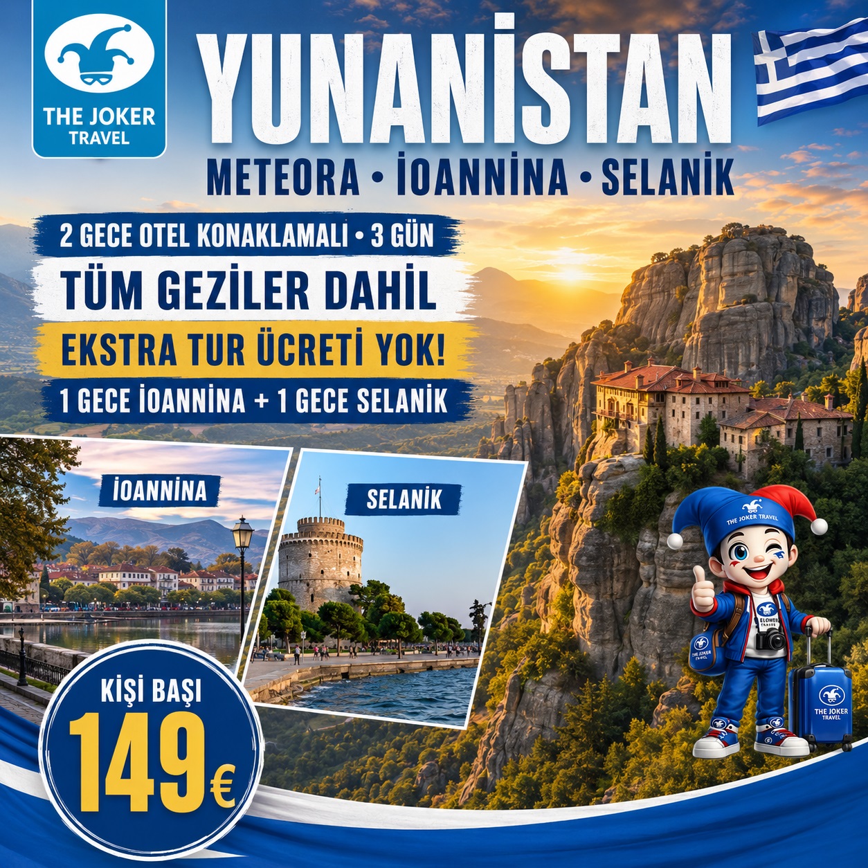 METEORA & İOANNİNA & SELANİK & KAVALA & PORTO LAGOS TURU